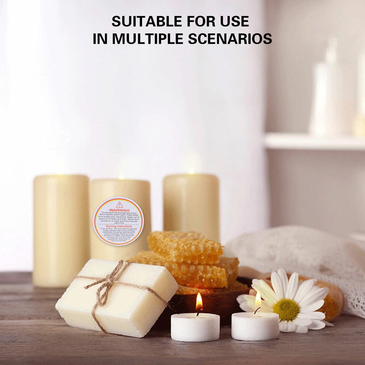 5 Rolls Candle Warning Stickers Durable Fire Safety Decals 2500PCS