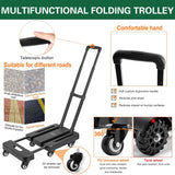 Foldable Flatbed Trolley Cart with Pull Rod and Universal Wheels 200KG