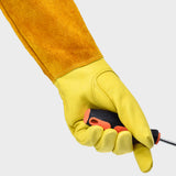 Cylindrical Cowhide Leather Work Gloves with Extended Cuff for Warehouse Maintenance