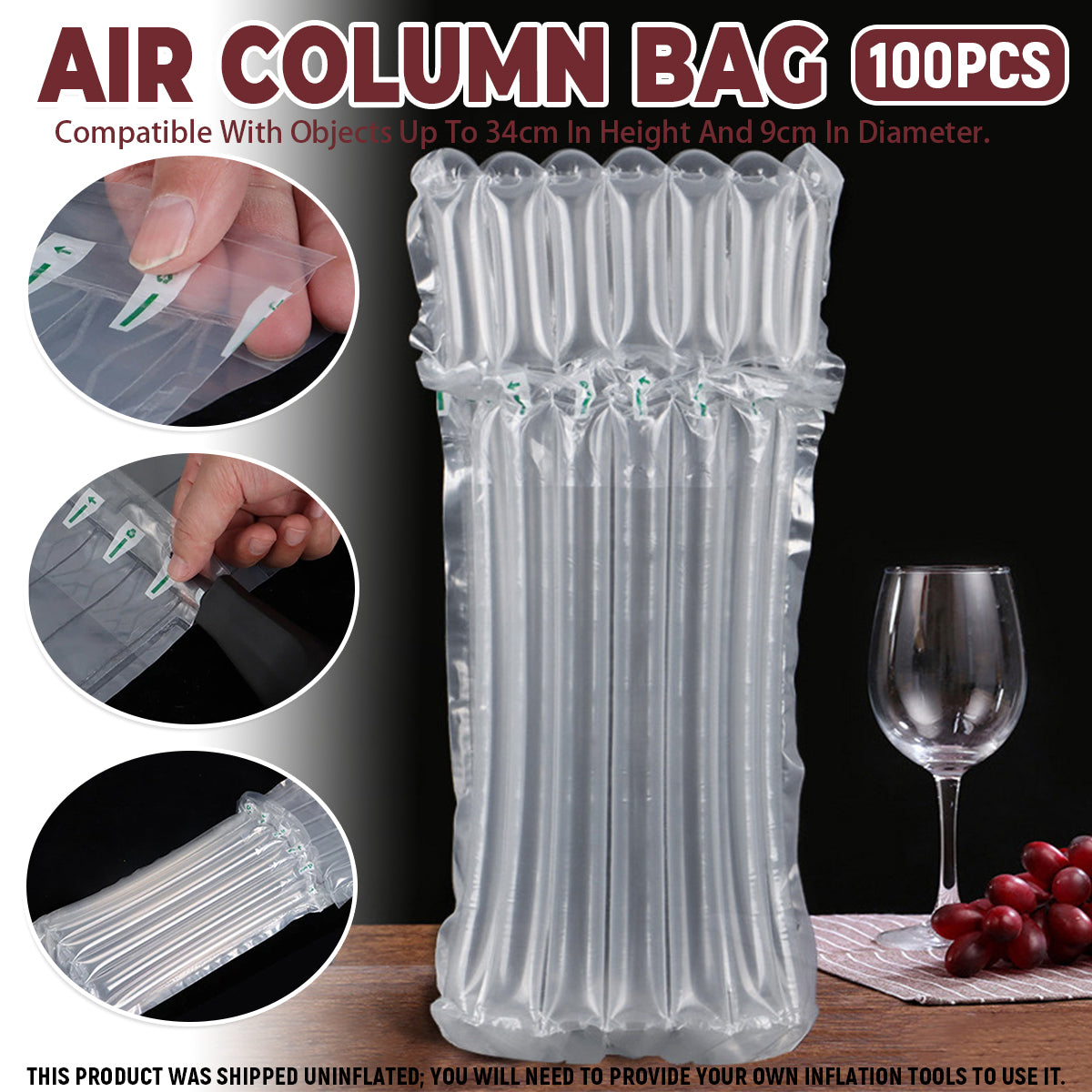 Air Column Bag Protective Packaging 100PCS Inflatable Cushion Void Fill