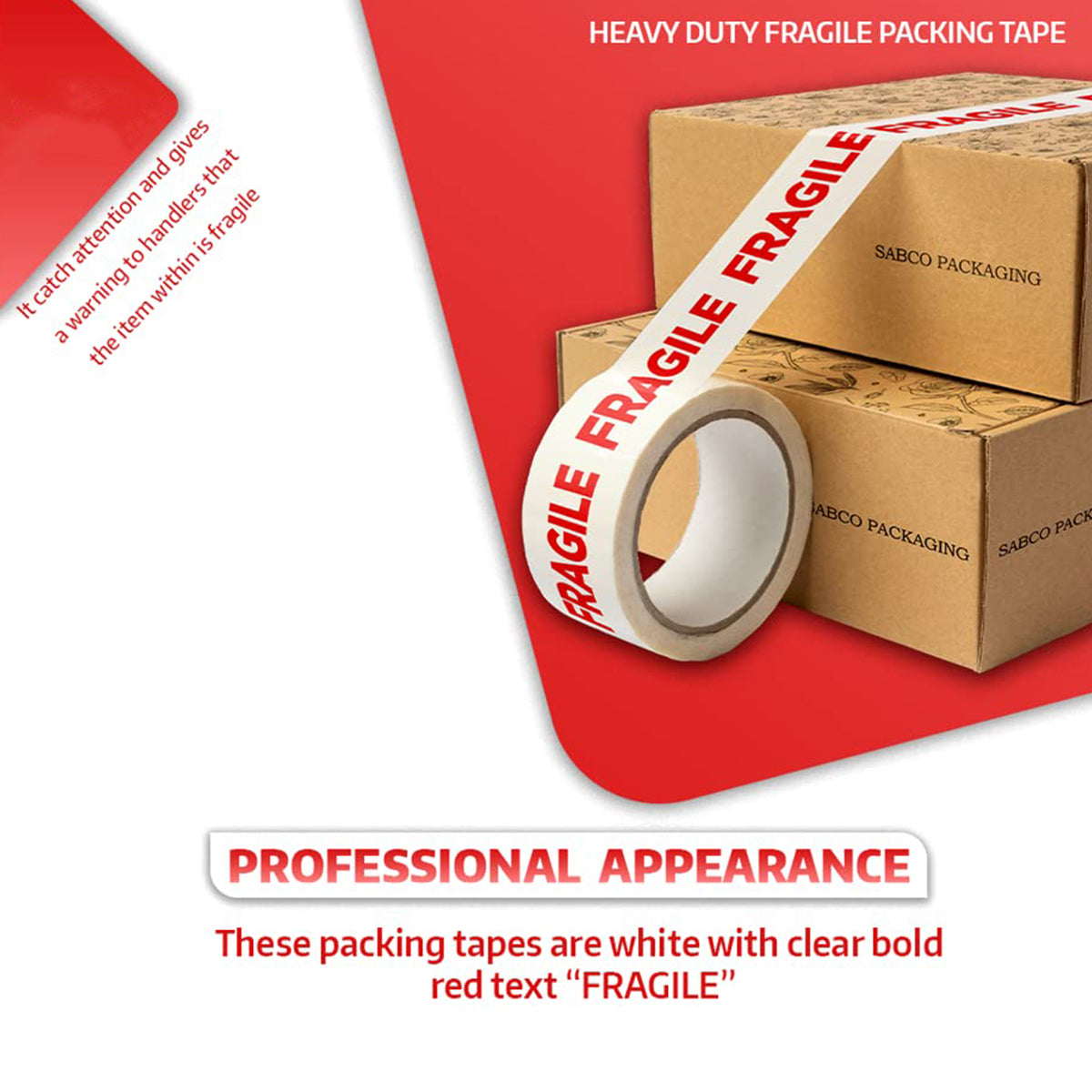 Fragile Warning Tape High Adhesion Shipping Box Labels 5 Rolls