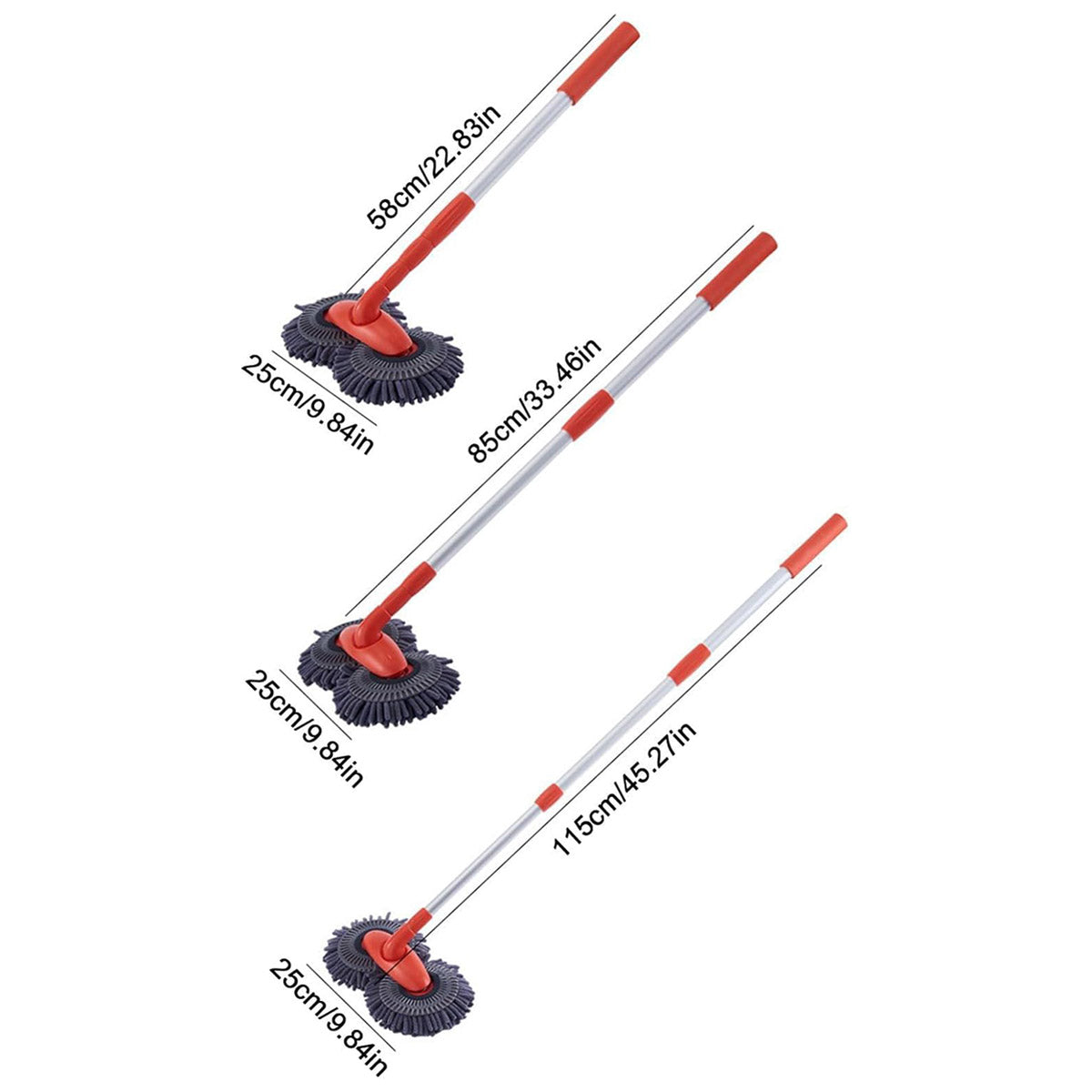 Retractable Double Head Car Cleaning Tool Chenille Wash Mop Soft Brush