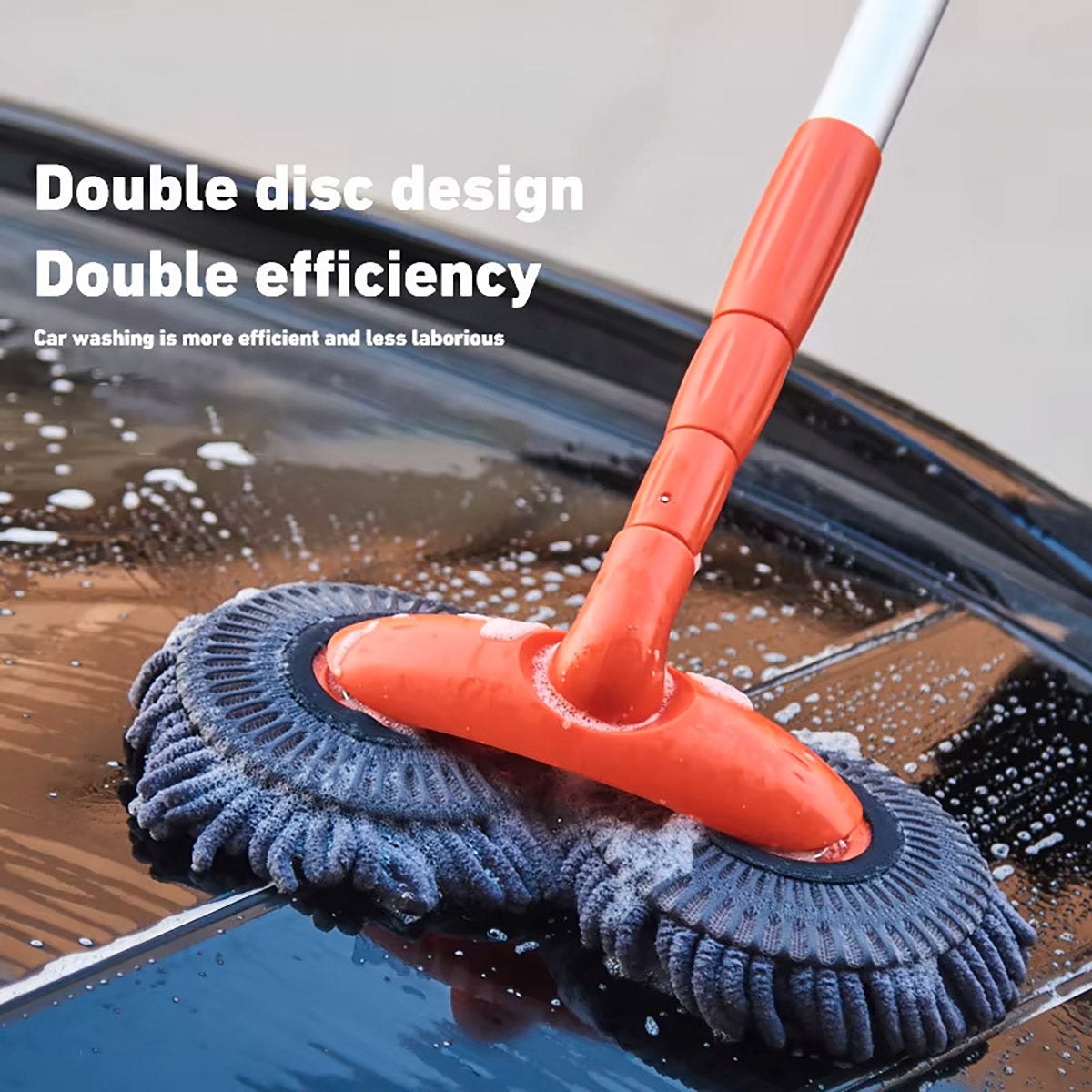 Retractable Double Head Car Cleaning Tool Chenille Wash Mop Soft Brush