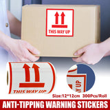 300PCS Anti-Tripping Warning Stickers 12×12cm Shipping Box This Way Up Labels