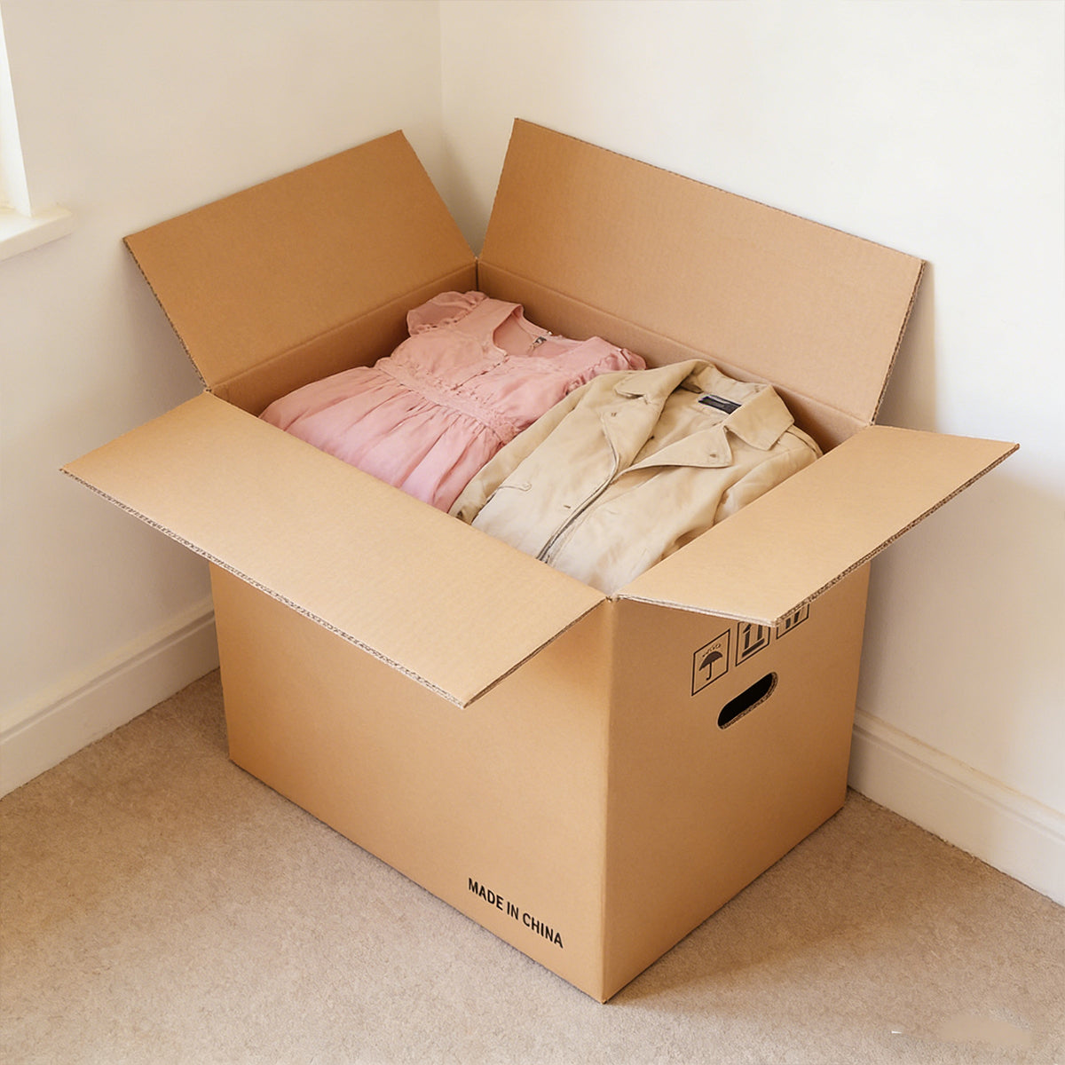 10PCS Corrugated Cardboard Moving Boxes with Built-In Handles