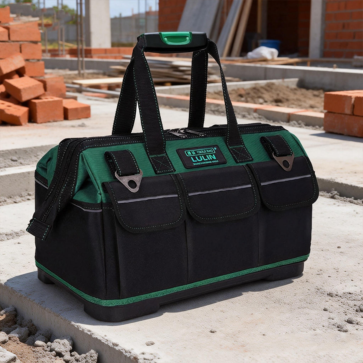 Multifunction Tool Bag 52cm Portable Large Capacity Work Tote with Hard Bottom