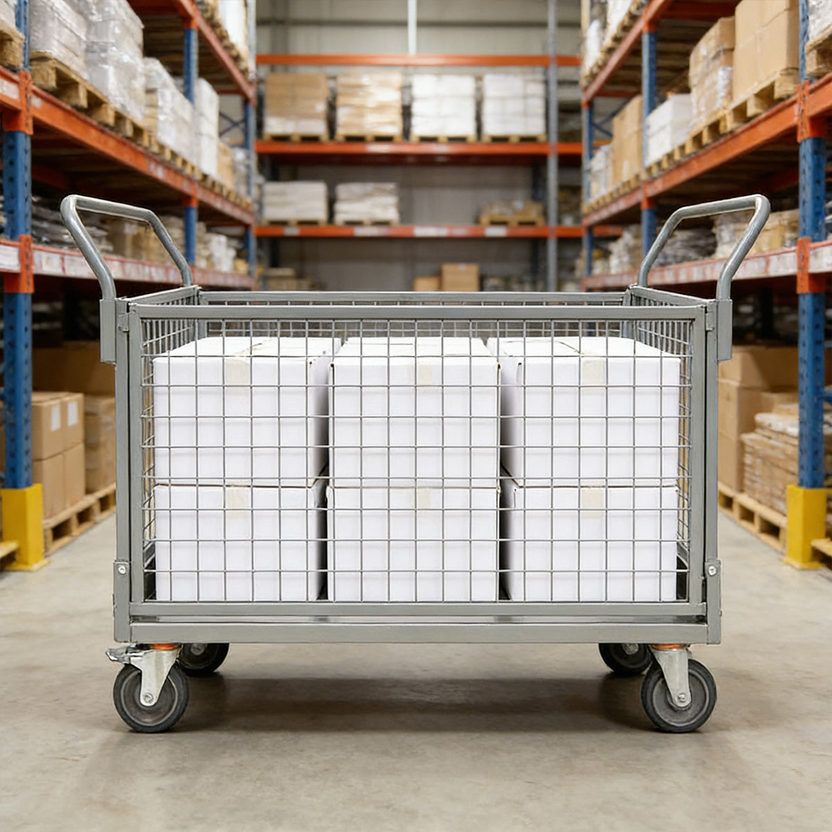 Folding Fence Vehicle Metal Mesh Cart for Warehouse Transport