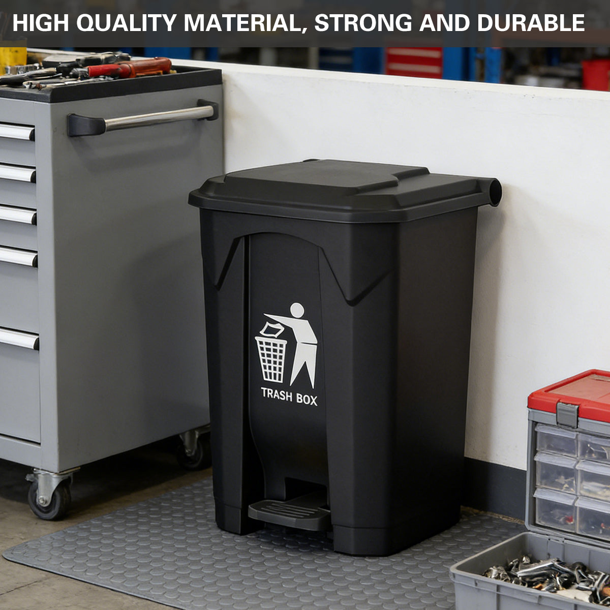 100L Pedal Trash Can with Lid Large Capacity Durable