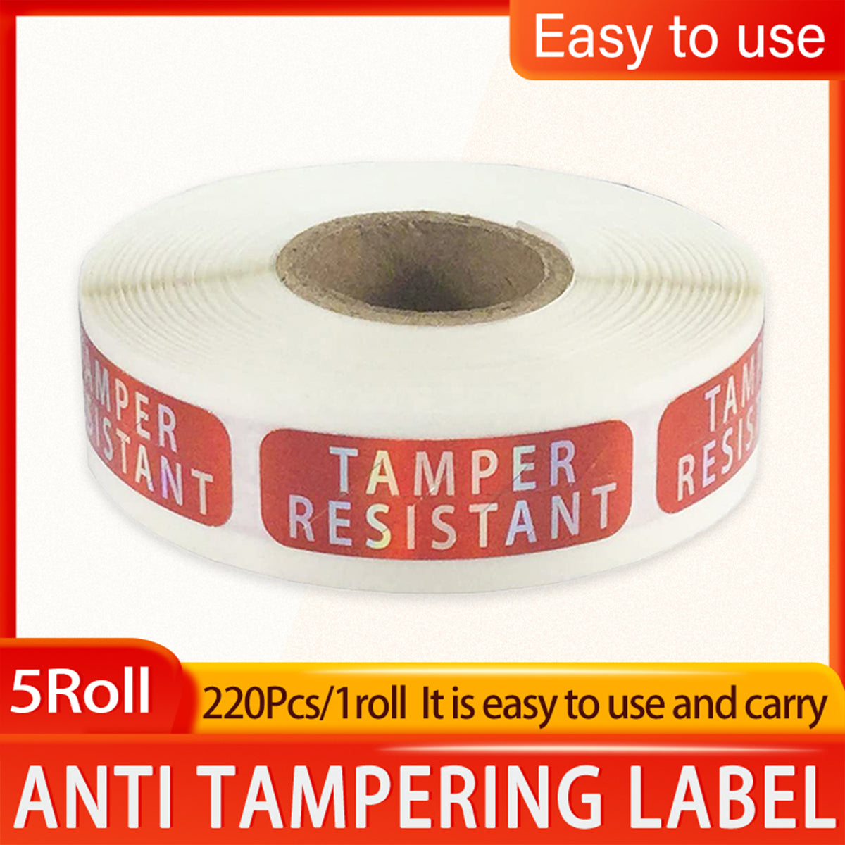 5 Rolls Tamper Proof Laser Security Labels Self Adhesive Sealing Stickers