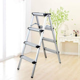 Double-Sided Aluminum Folding Ladder 4/6 Layer Stable Warehouse Use