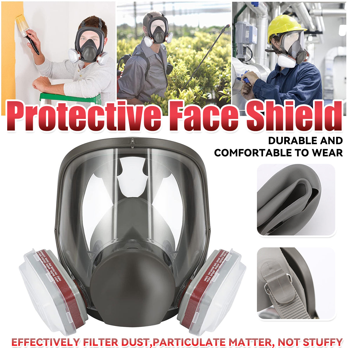 6800 Full Face Respirator Mask with Dual Filters for Painting Sanding
