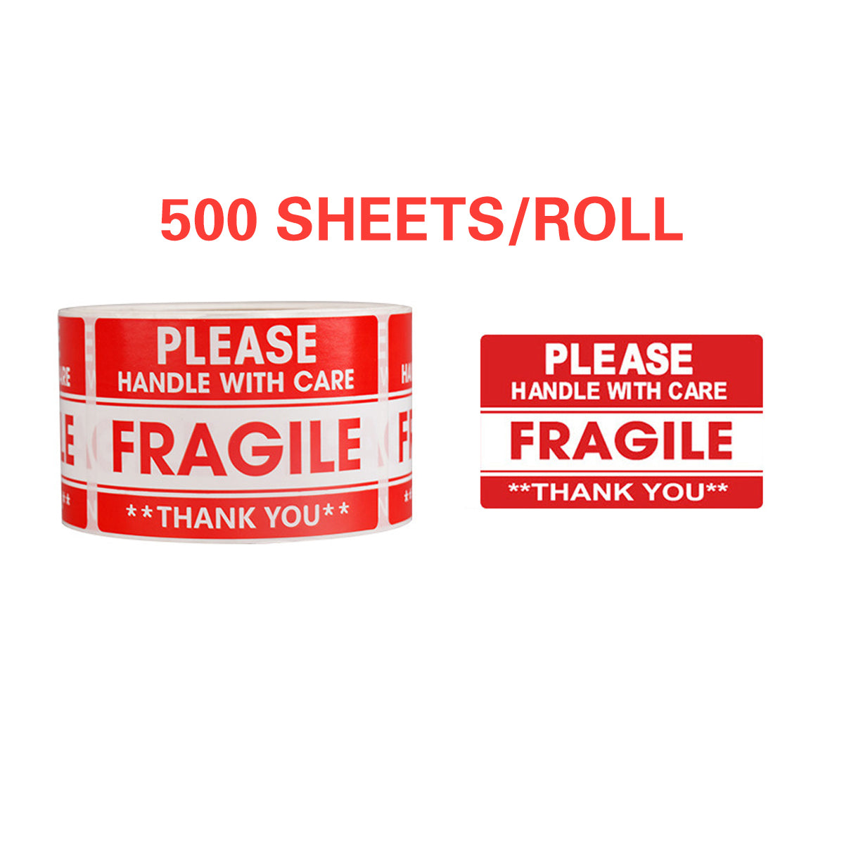 Fragile Sticker Labels 2 Rolls 1000PCS High Visibility Shipping Warning