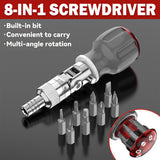 8-in-1 Multi-Angle Ratchet Screwdriver with CR-V Steel Bits