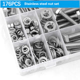 176PCS Stainless Steel Nut Bolt Assortment Kit for Car Home DIY