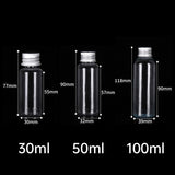 50/100pcs Clear Plastic Bottles with Aluminum Caps Liquid Dispenser Containers