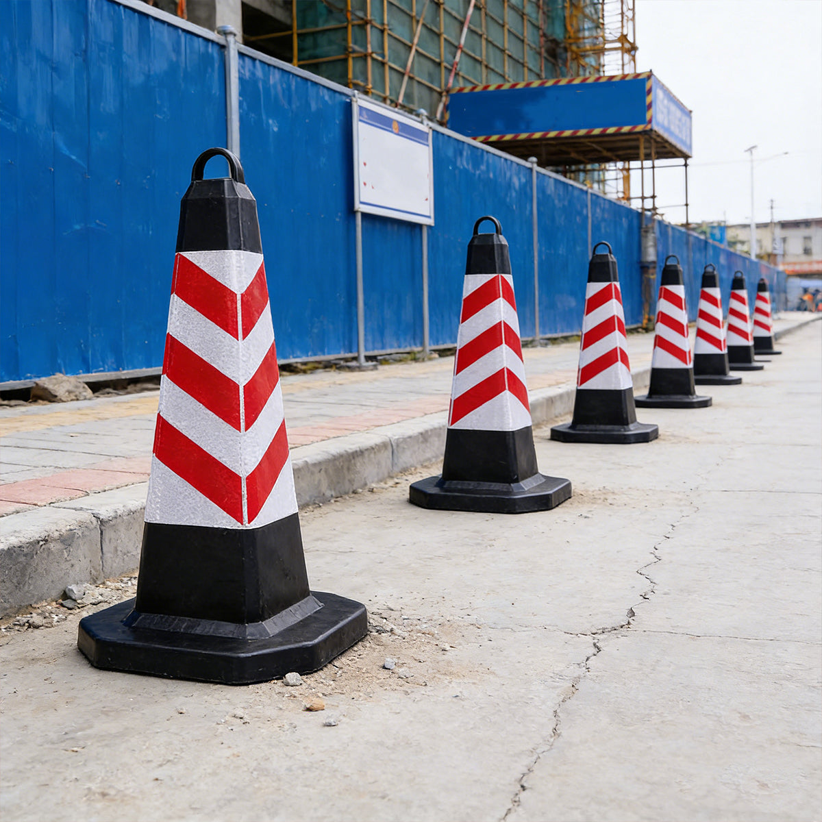 2PCS Rubber Traffic Safety Cones Flexible Reflective for Construction Sites