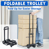 Foldable Two-Wheel Trolley Cart Portable Luggage Carrier for Warehouse