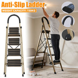 4 Step Folding Ladder Anti-Slip 150KG Load Capacity Space Saving
