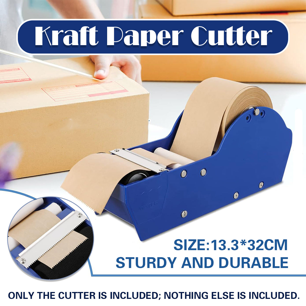 Water Activated Kraft Tape Dispenser Gummed Paper Cutter 30–80mm