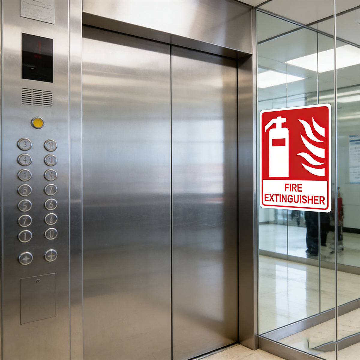 2PCS Fire Extinguisher PVC Safety Warning Sign for Warehouse Building Use