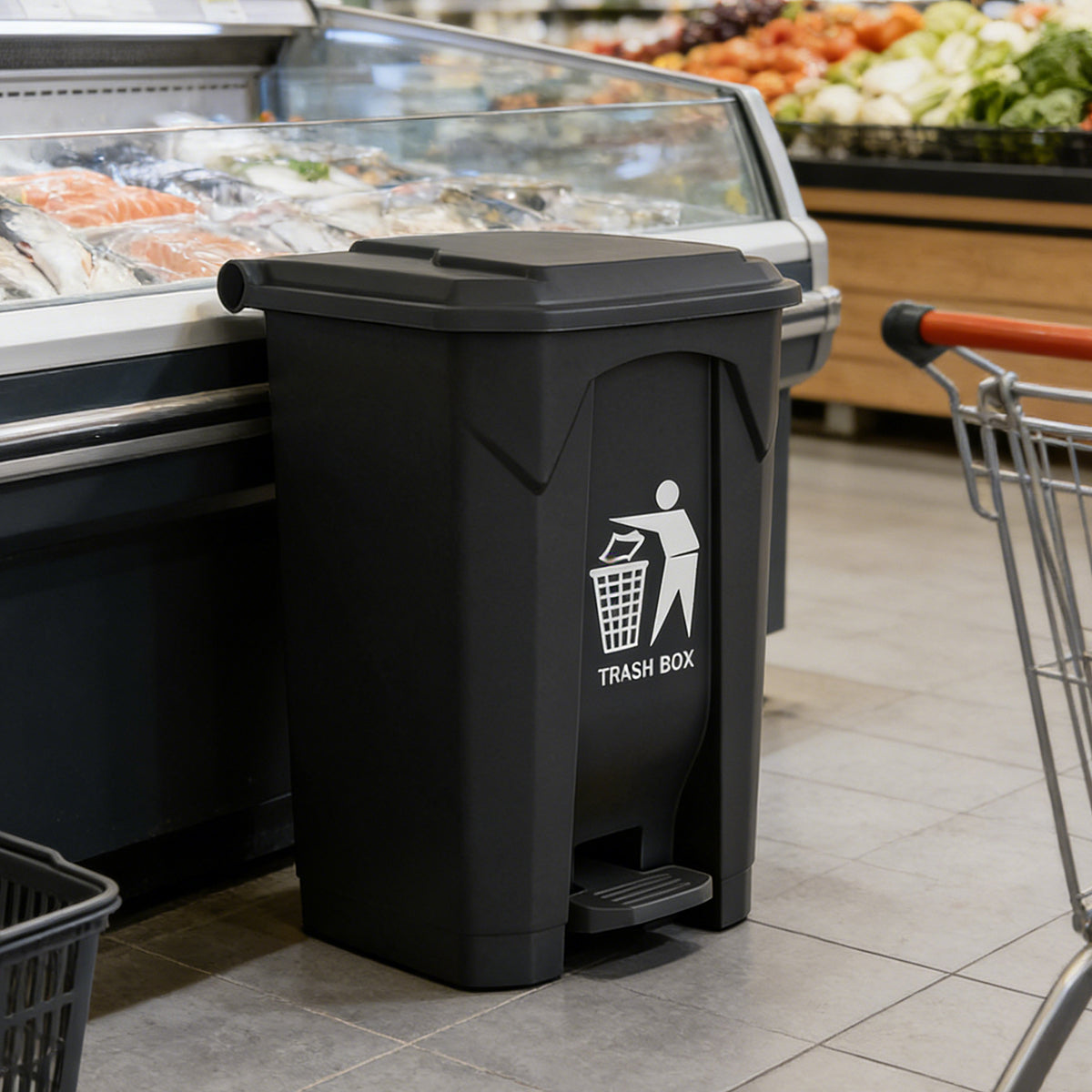 100L Pedal Trash Can with Lid Large Capacity Durable