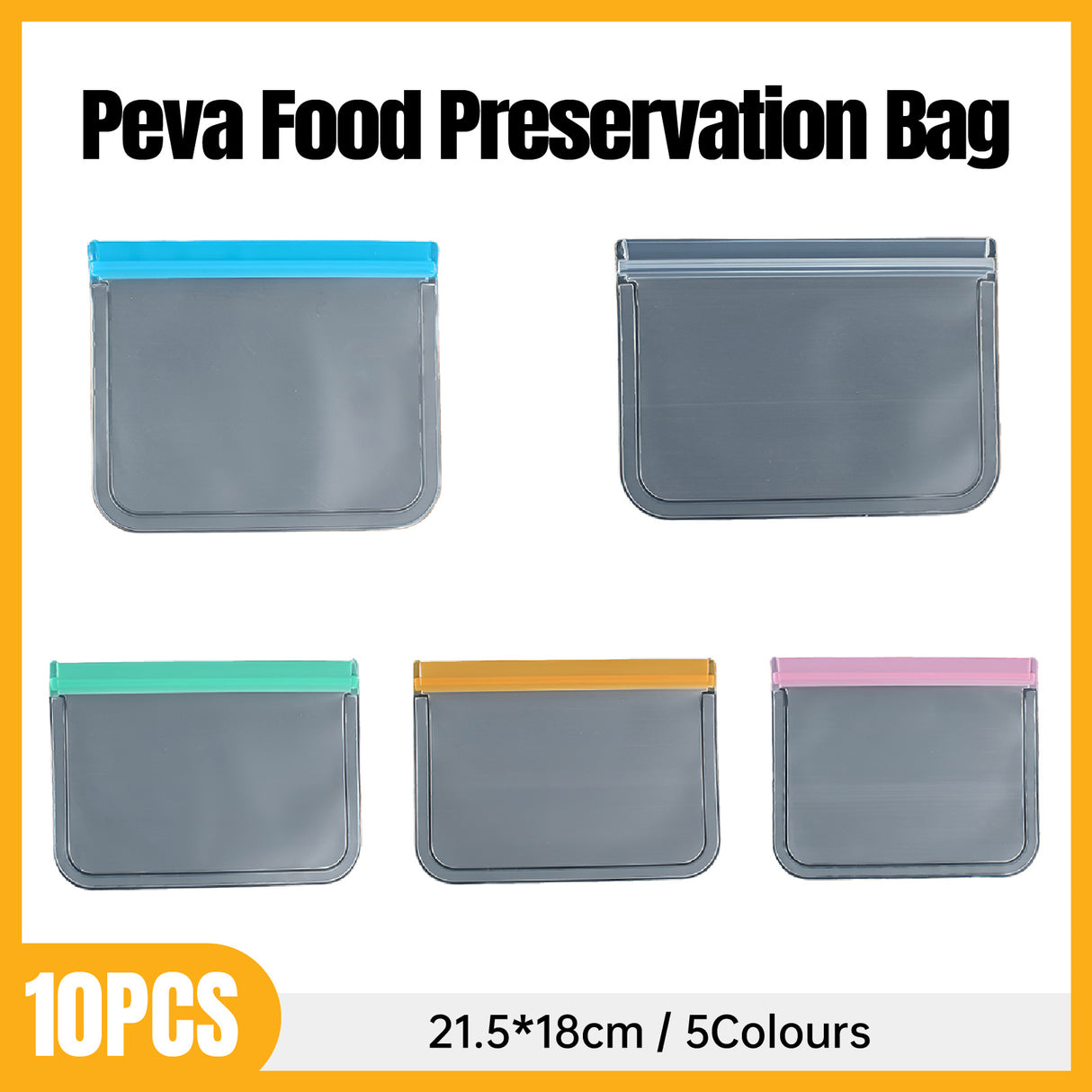 10PCS Reusable Frosted Food Storage Bags Ziplock Freezer Safe