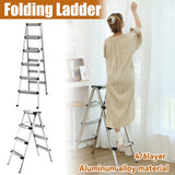 Double-Sided Aluminum Folding Ladder 4/6 Layer Stable Warehouse Use