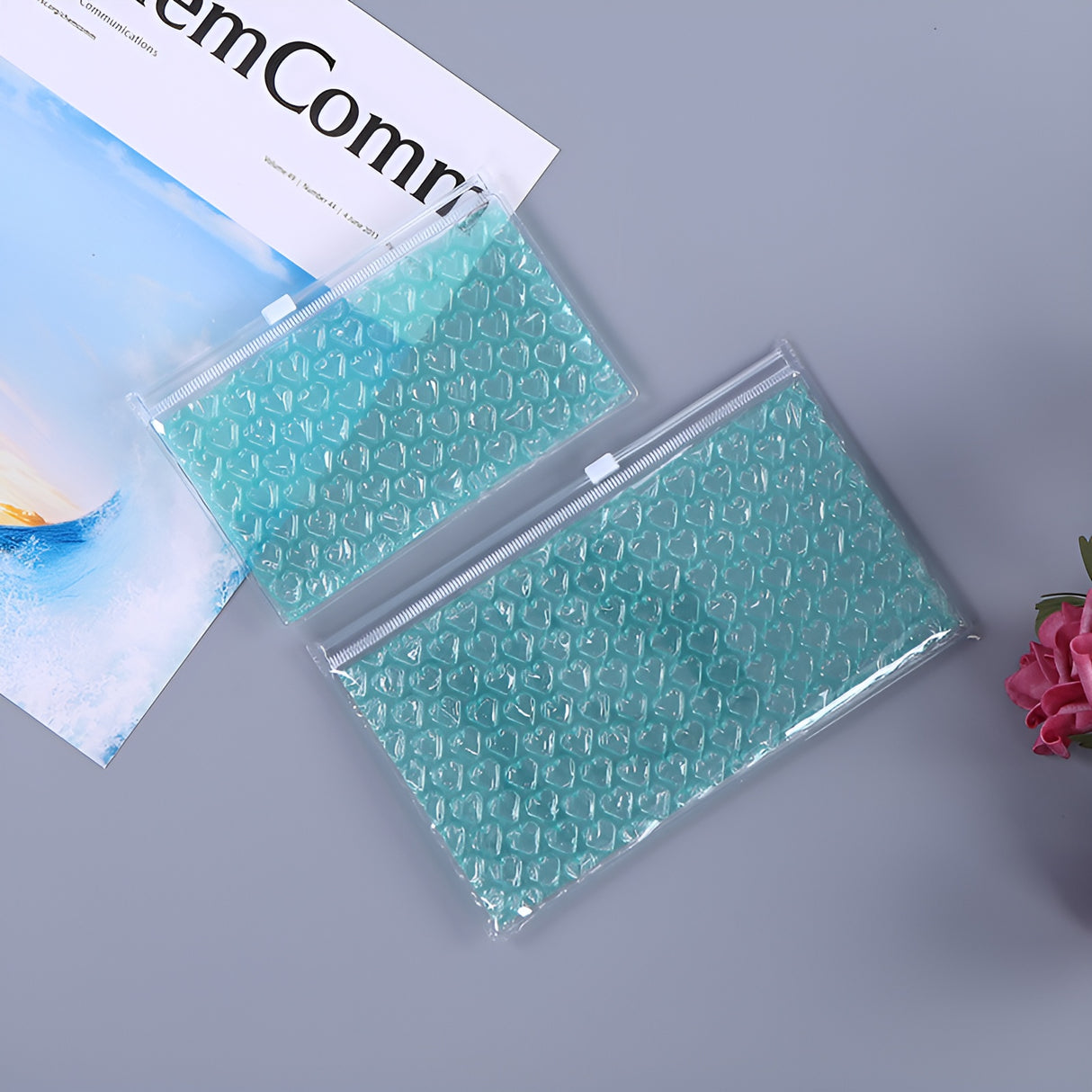 10Pcs PVC Bubble Zipper Bags 15x10cm Travel Storage Pouch