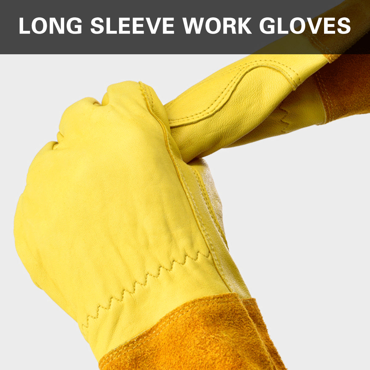 Cylindrical Cowhide Leather Work Gloves with Extended Cuff for Warehouse Maintenance