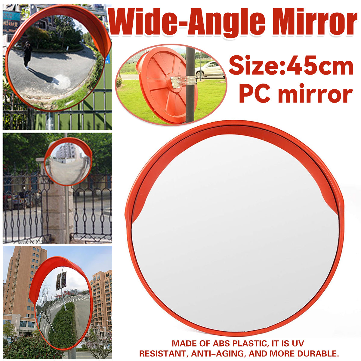 45cm Road Corner Wide-Angle Traffic Safety Mirror 230 Degree