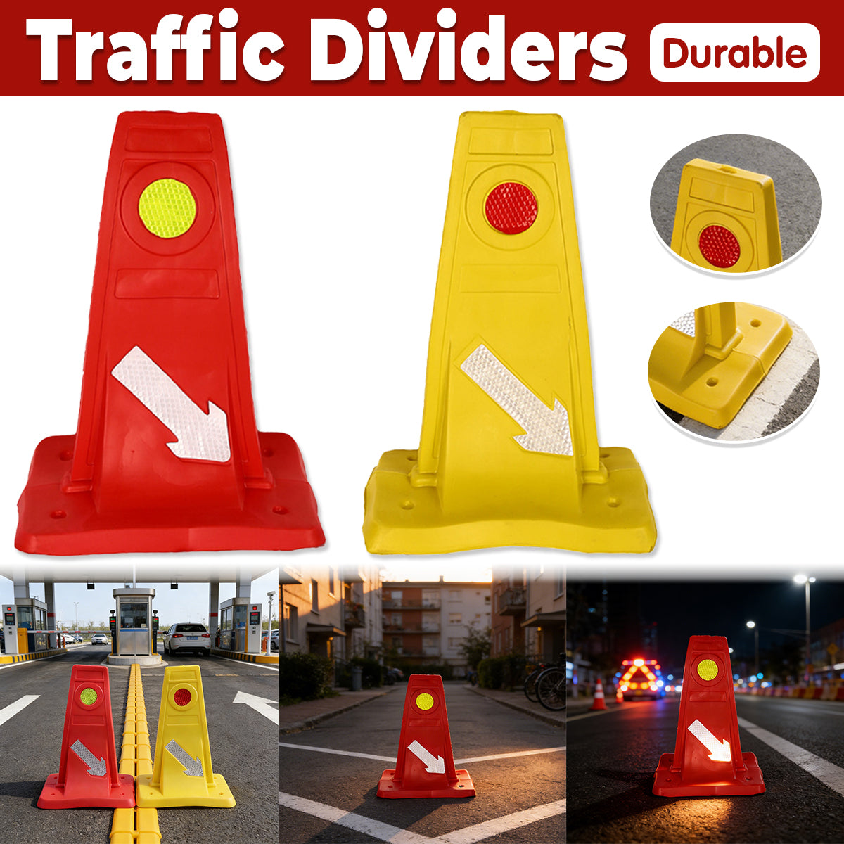 Traffic Divider Safety Cone Reflective Road Construction Warning Marker