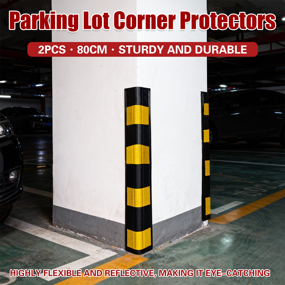 Product Title 2PCS Heavy-Duty Parking Lot Corner Protectors with Reflective Strips