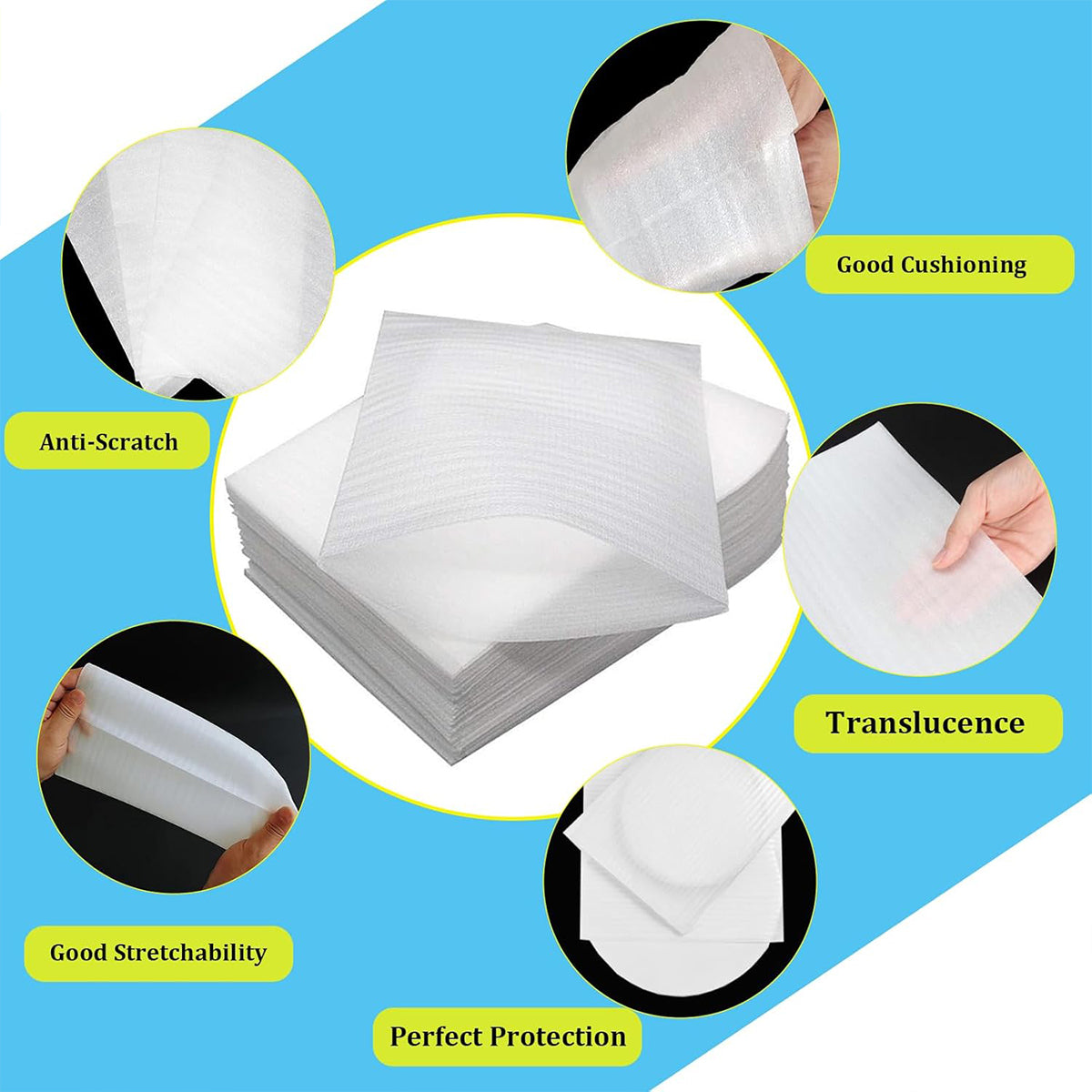 100PCS Pearl Cotton Foam Packaging Bags Shockproof for Fragile Items