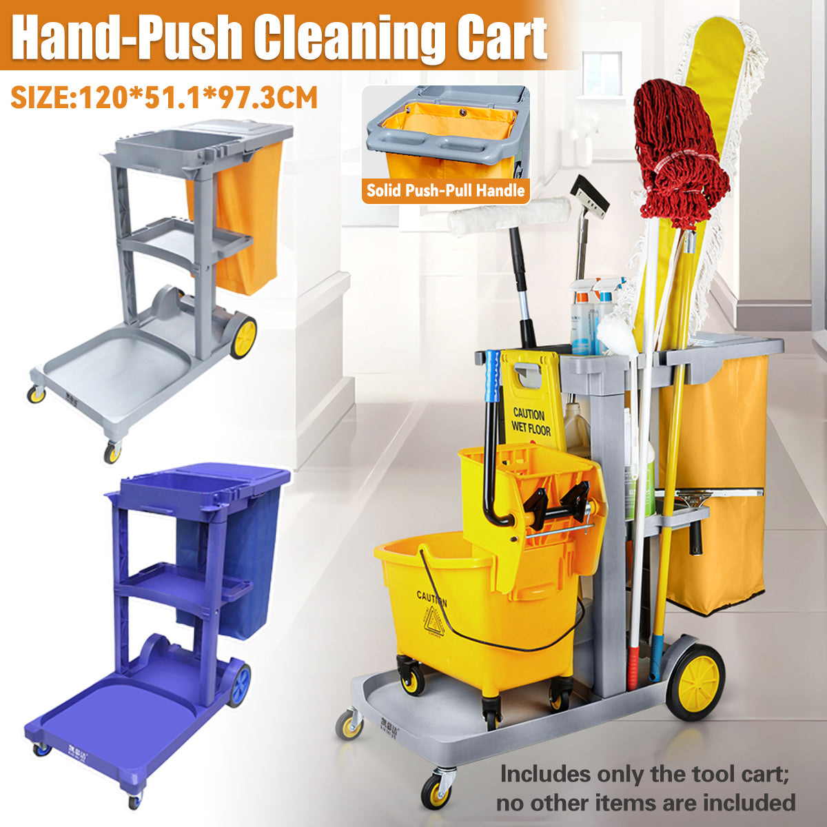 Multi-Functional Cleaning Trolley Cart with Wheels Storage Bag