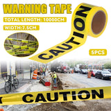 5PCS 100M Caution Warning Tape 75mm High Visibility Safety Barrier
