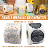 5 Rolls Candle Warning Stickers Durable Fire Safety Decals 2500PCS
