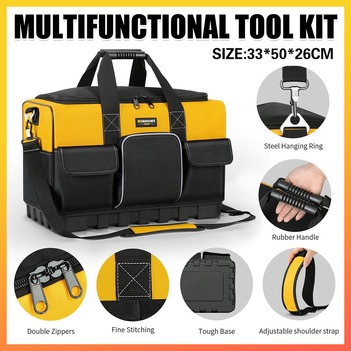 Large Capacity Tool Bag Portable Work Tool Organiser Oxford Fabric