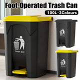 100L Pedal Trash Can with Lid Large Capacity Durable