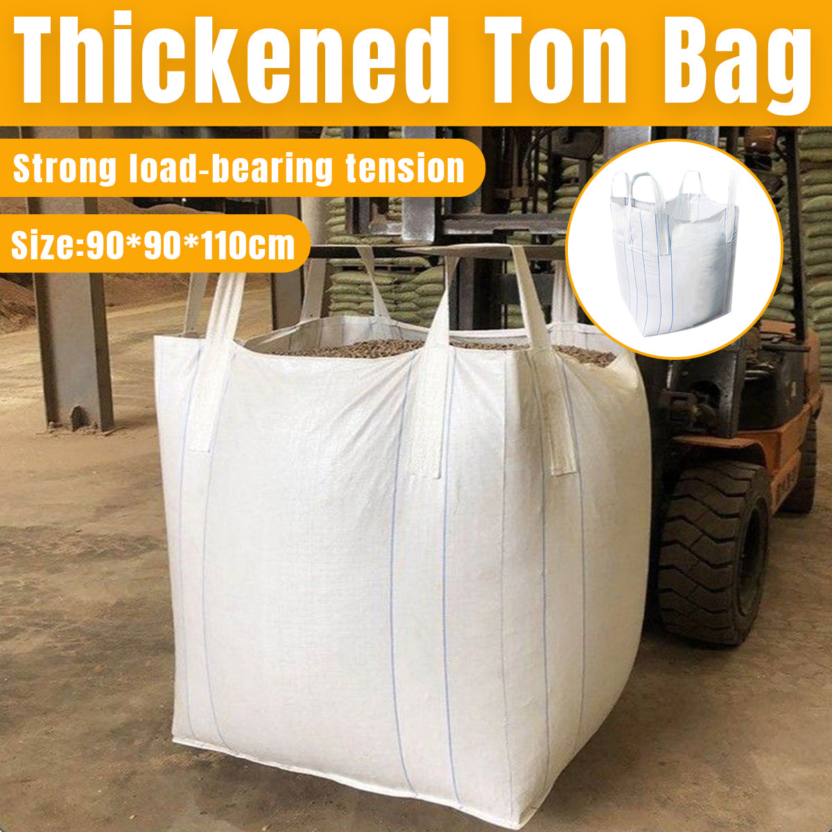Heavy Duty White Woven Ton Bag for Warehouse Bulk Storage