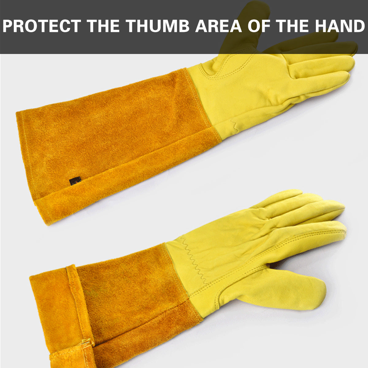 Cylindrical Cowhide Leather Work Gloves with Extended Cuff for Warehouse Maintenance