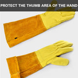 Cylindrical Cowhide Leather Work Gloves with Extended Cuff for Warehouse Maintenance