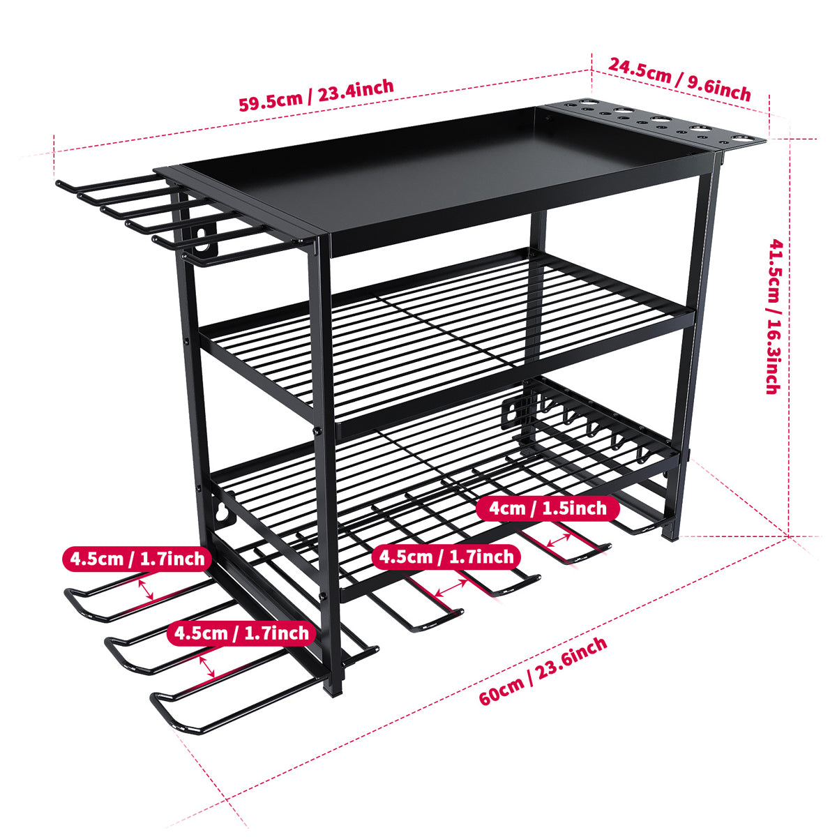 4-Layer Wall-Mounted Power Tool Storage Rack for Drill Screwdriver Organisation