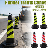 2PCS Rubber Traffic Safety Cones Flexible Reflective for Construction Sites