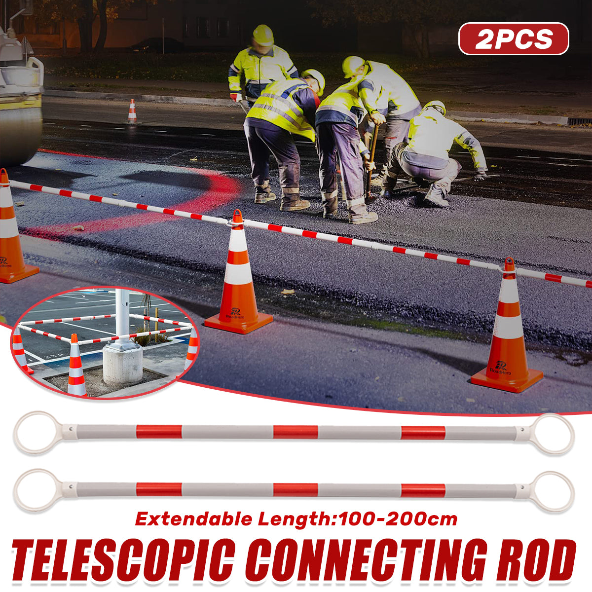 1–2M Telescopic Connecting Rod for Road Cone and Bucket Linking