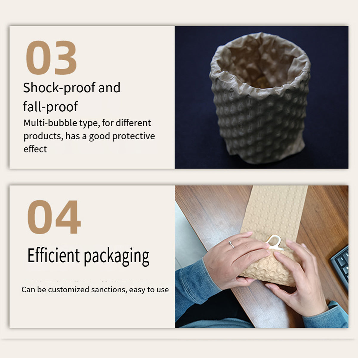 Kraft Bubble Cushion Paper Roll Shock Absorbing Packing Wrap