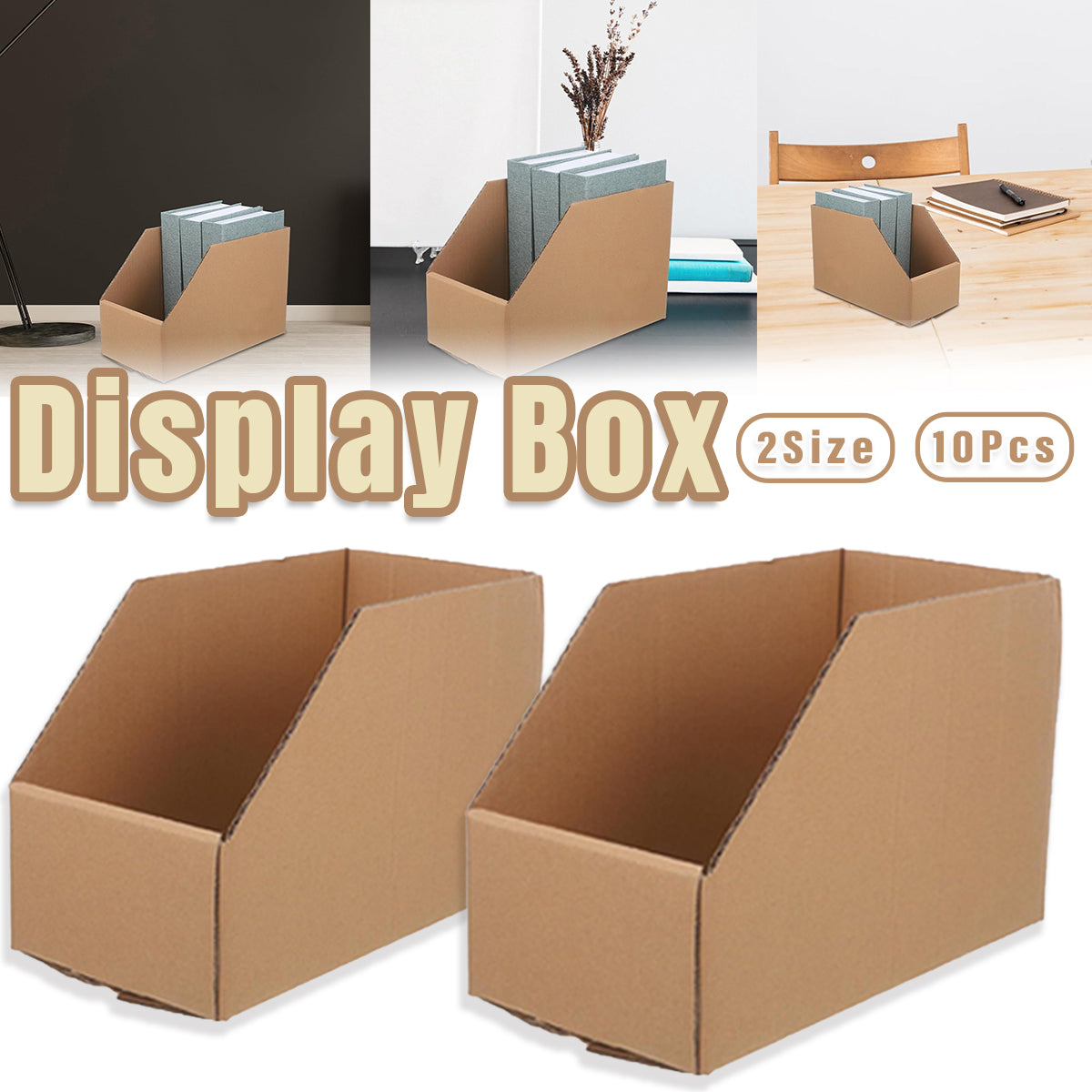 10pcs Slanted Cardboard Display Storage Boxes Organiser