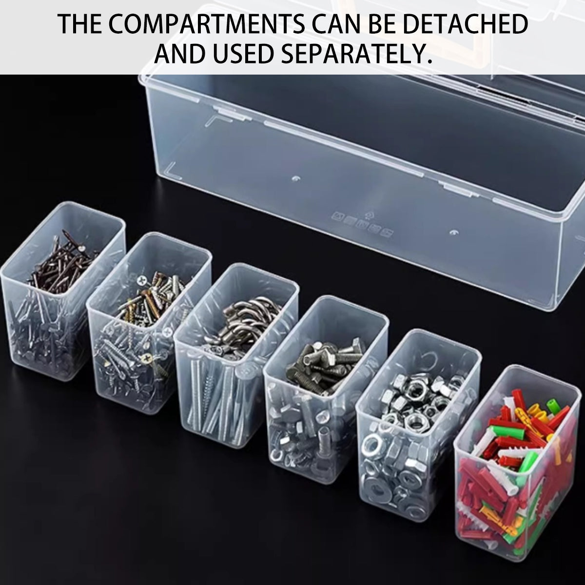 Portable Transparent Small Parts Storage Box with Handle