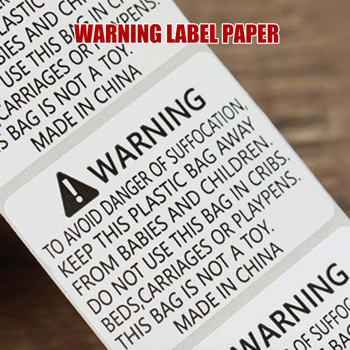 Anti-Choking Warning Labels Water-Based Adhesive 3 Size Options