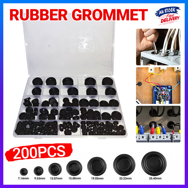 200PCS Rubber Grommet Assortment Kit 7 Sizes Fasteners