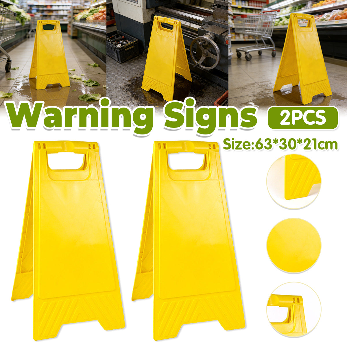 2PCS A-Frame Caution Warning Floor Signs Durable Standing Safety Sign